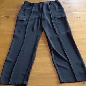 Vtg Womans Harve' Benard Black Cargo Slacks 14